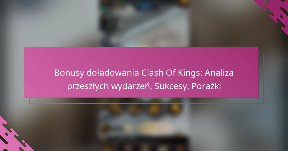 Bonusy doładowania Clash Of Kings: Analiza przeszłych wydarzeń, Sukcesy, Porażki