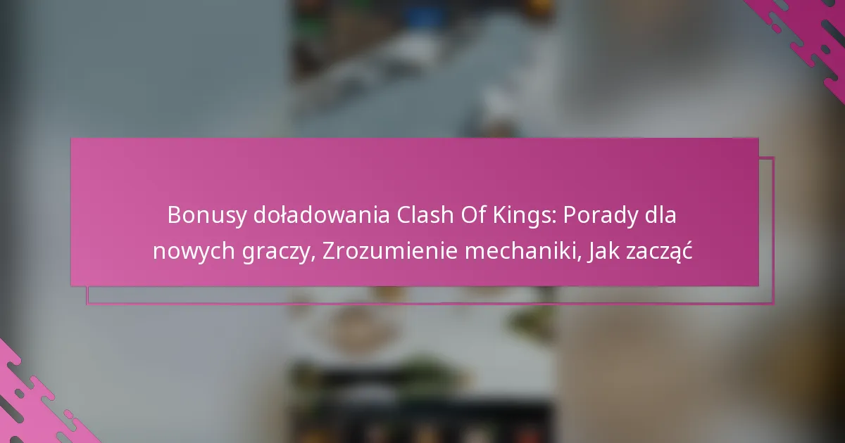 Bonusy doładowania Clash Of Kings: Porady dla nowych graczy, Zrozumienie mechaniki, Jak zacząć