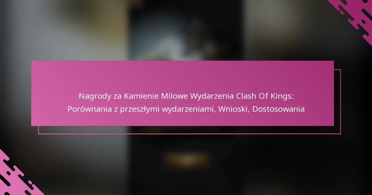 Nagrody za Kamienie Milowe Wydarzenia Clash Of Kings: Porównania z przeszłymi wydarzeniami, Wnioski, Dostosowania