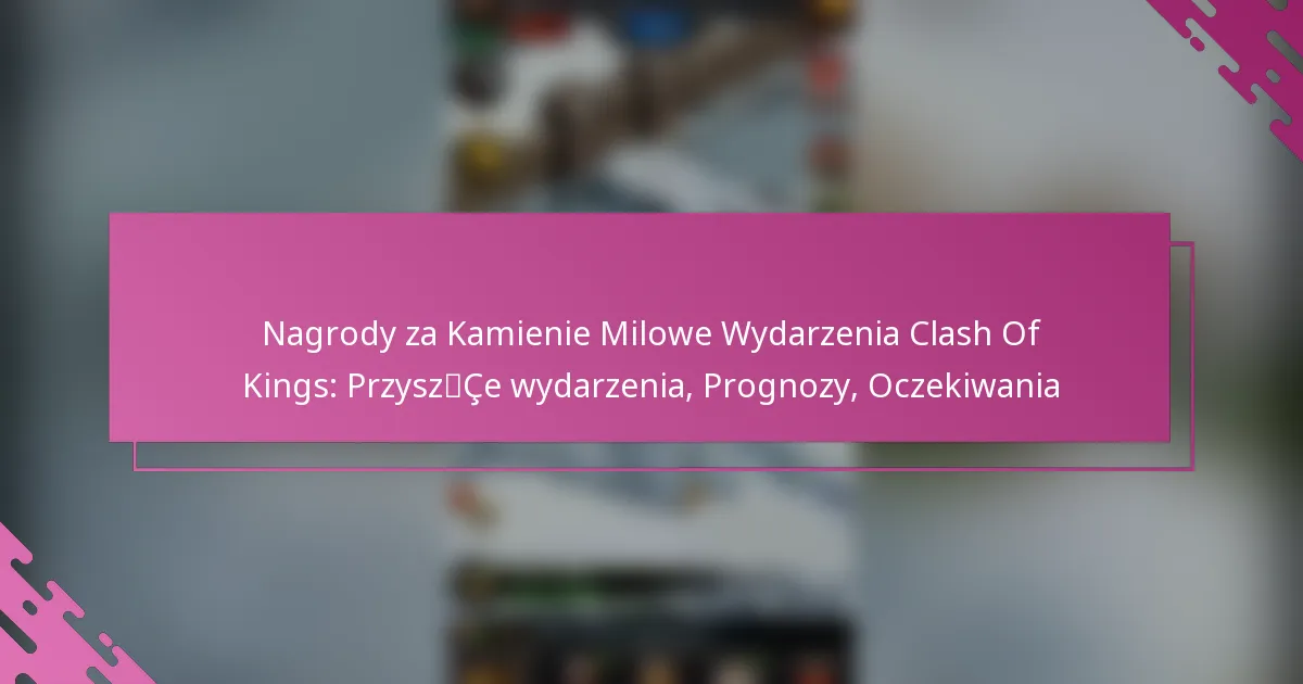 Nagrody za Kamienie Milowe Wydarzenia Clash Of Kings: Przyszłe wydarzenia, Prognozy, Oczekiwania