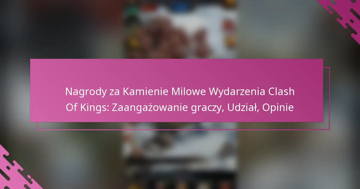 Nagrody za Kamienie Milowe Wydarzenia Clash Of Kings: Zaangażowanie graczy, Udział, Opinie