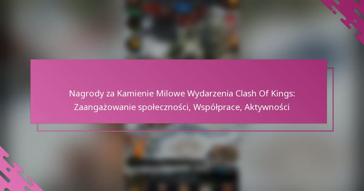 Nagrody za Kamienie Milowe Wydarzenia Clash Of Kings: Zaangażowanie społeczności, Współprace, Aktywności