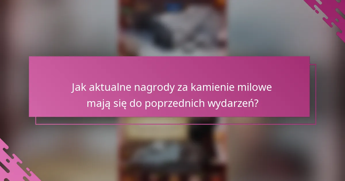 Jak aktualne nagrody za kamienie milowe mają się do poprzednich wydarzeń?