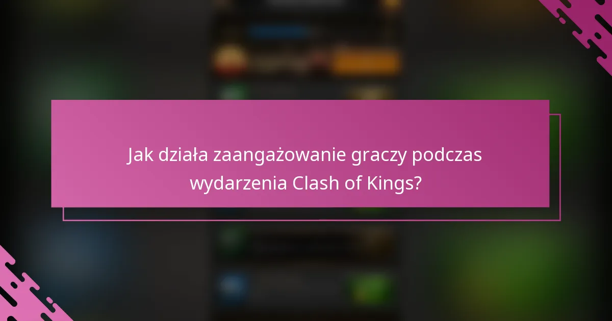 Jak działa zaangażowanie graczy podczas wydarzenia Clash of Kings?