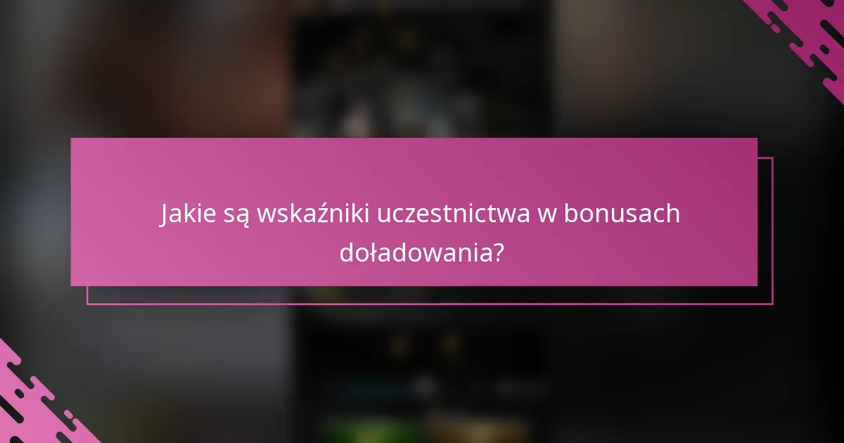 Jakie są wskaźniki uczestnictwa w bonusach doładowania?