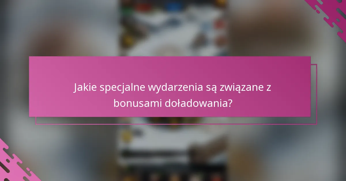 Jakie specjalne wydarzenia są związane z bonusami doładowania?