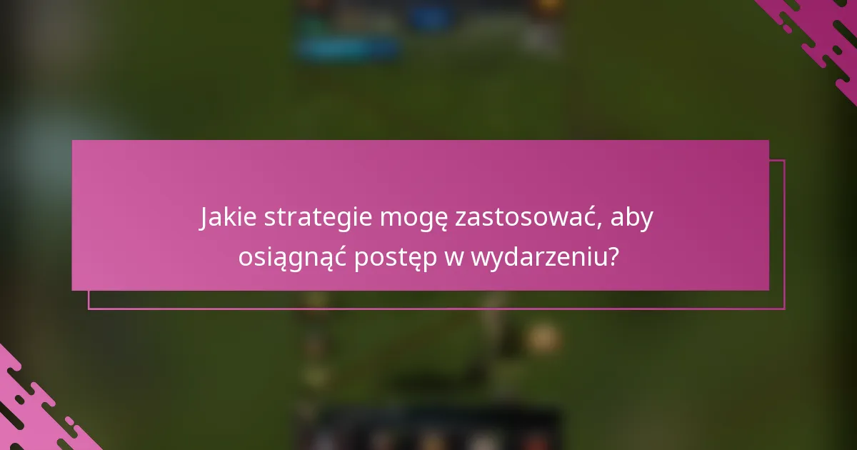 Jakie strategie mogę zastosować, aby osiągnąć postęp w wydarzeniu?