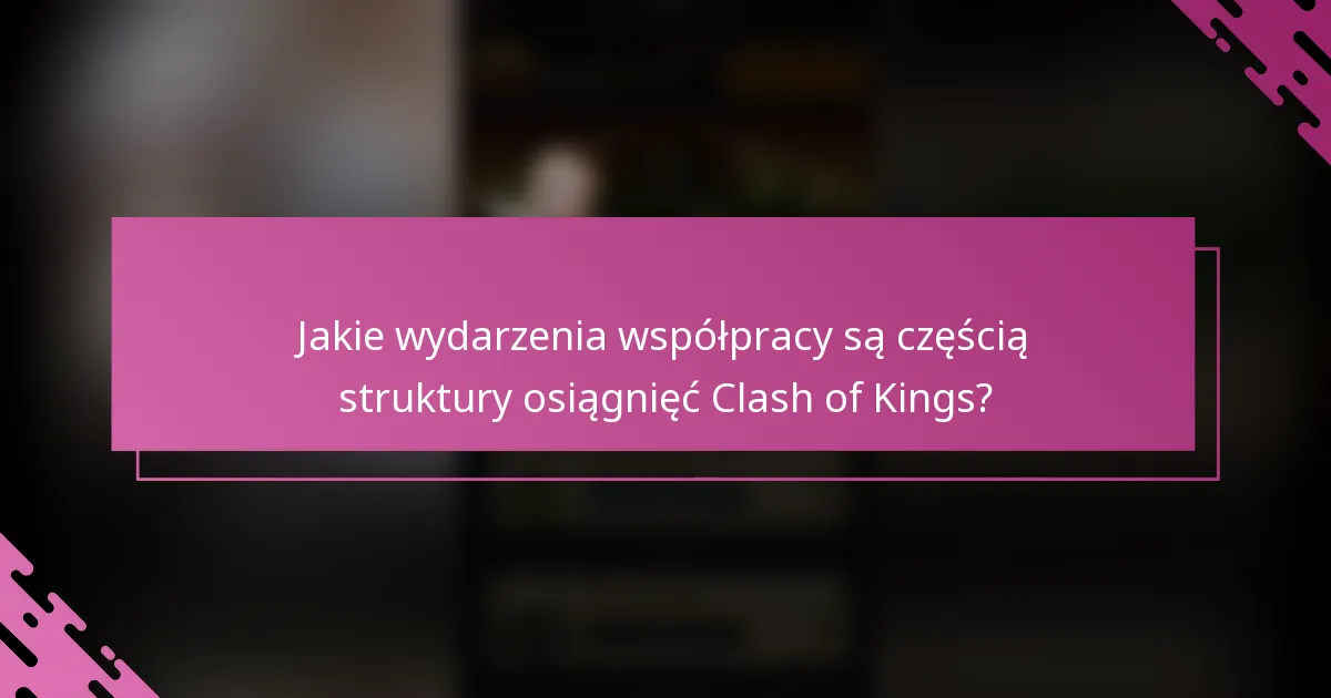 Jakie wydarzenia współpracy są częścią struktury osiągnięć Clash of Kings?